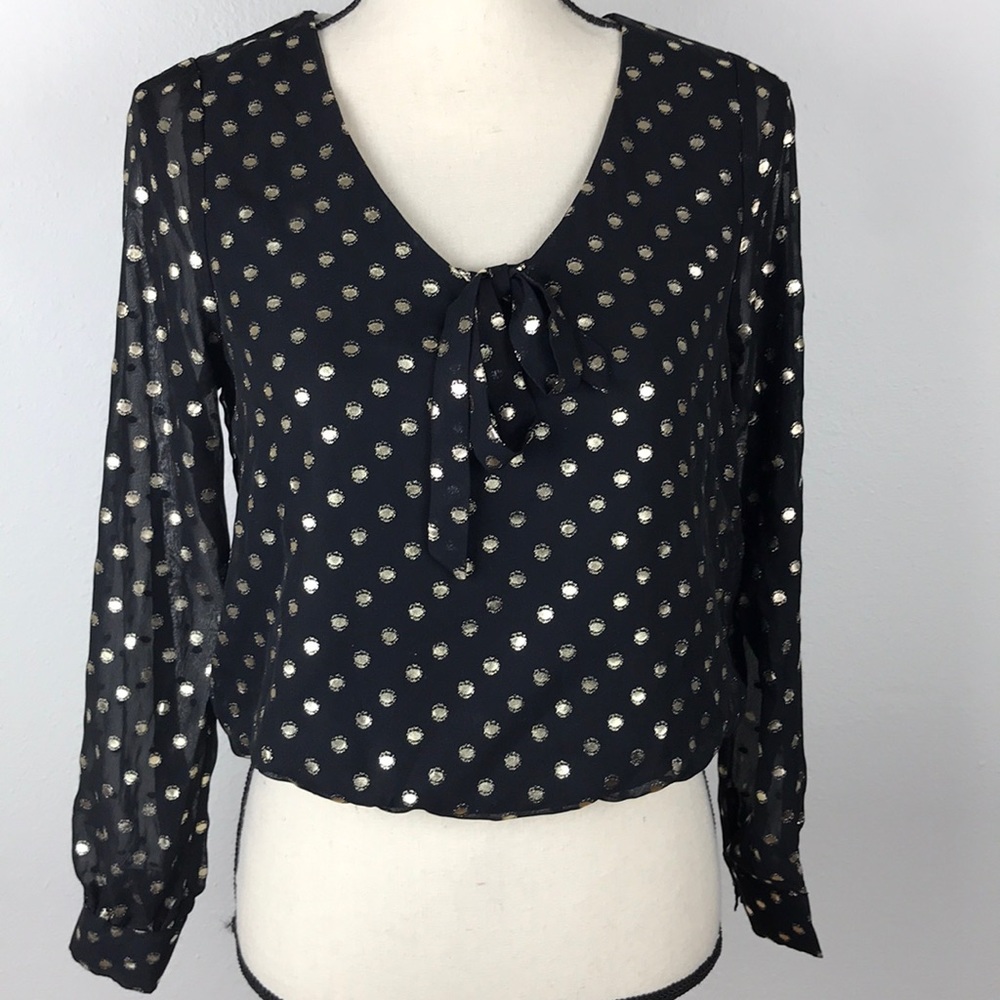 Self Esteem Black & Gold Polka Dots Top
